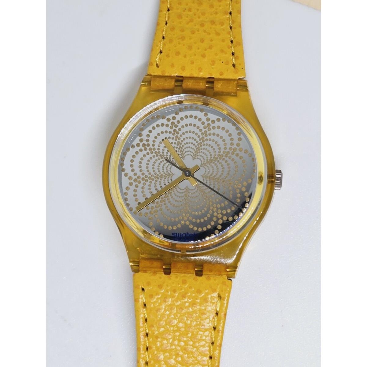 Swatch Daiquiri GK144 Yellow Leather Band 9 In. Long. Tags. Bat