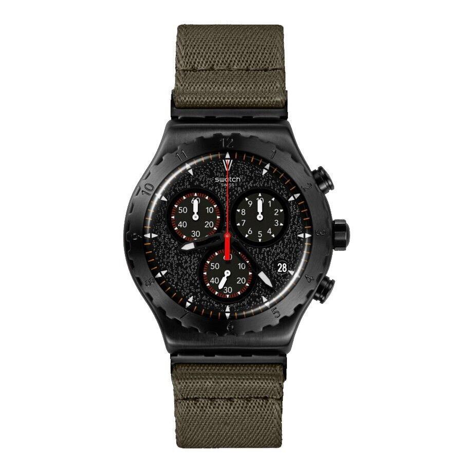 Swatch YVB416 Men`s Power of Nature by The Bonfire Black Dial Chronograph Watch