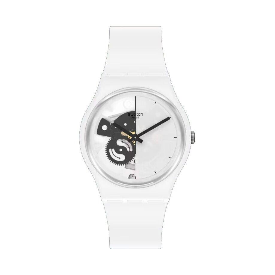 Swatch SO31W101 Unisex Bioceramic Live Time White 3-Hand Analog Watch