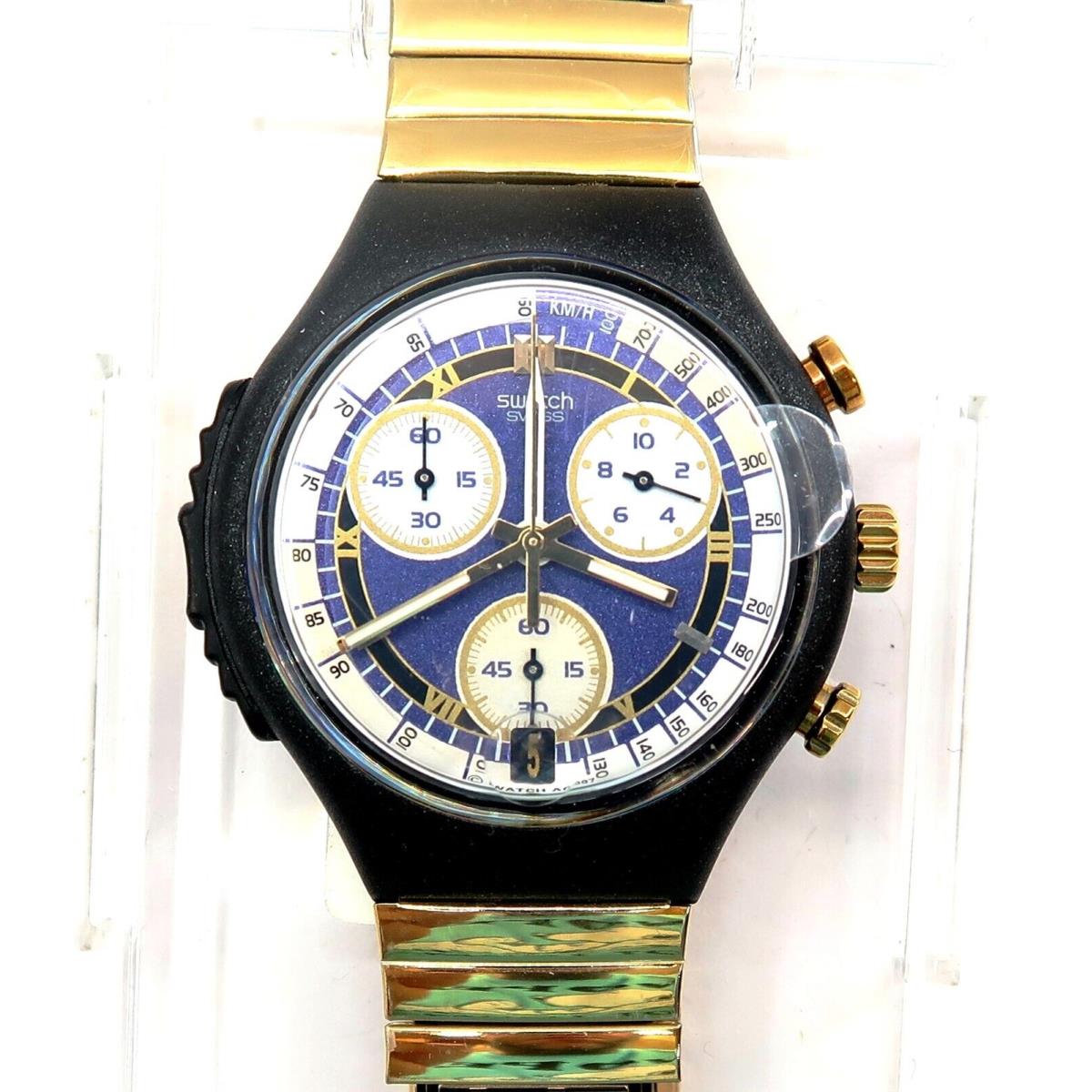 Swatch Chrono Alarm Watch Twinkling SOB401 with Case and Papers 1998 Gents