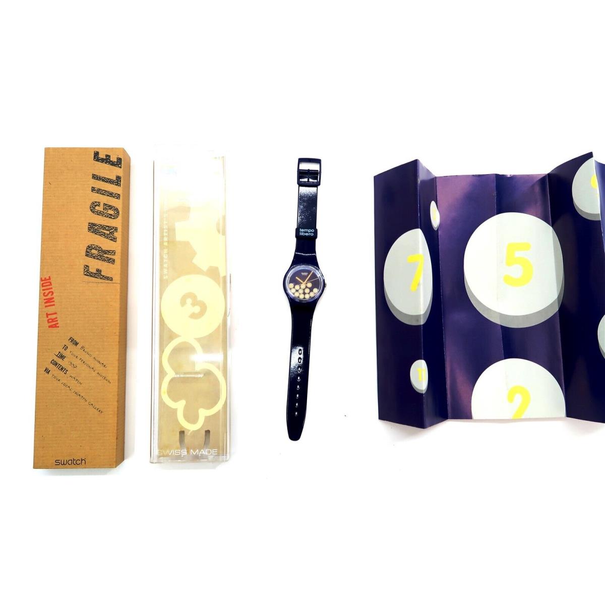 Swatch Watch Tempo Libero GN172 with Case Papers 1997 Nos by Bruno Munari