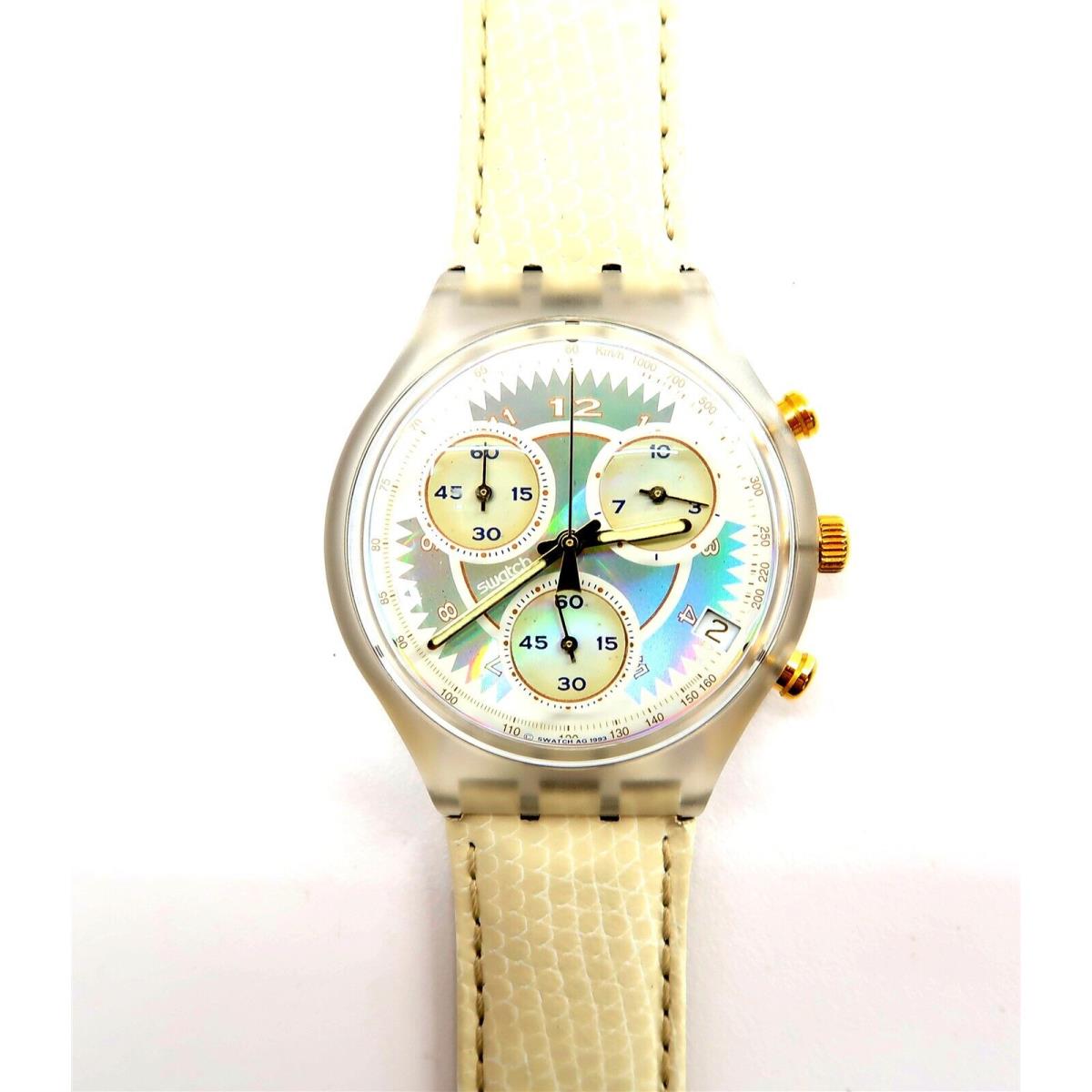 Swatch Chrono Watch Whipped Cream SCK400 with Case Papers 1994 Nos Battery