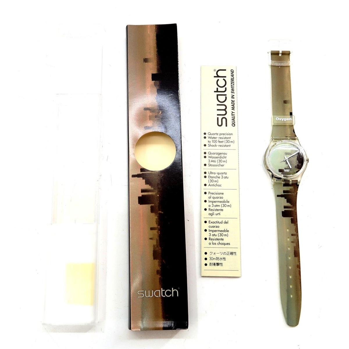 Swatch Watch Oxygen GK241 Old Stock 1997 with Case Papers Elements