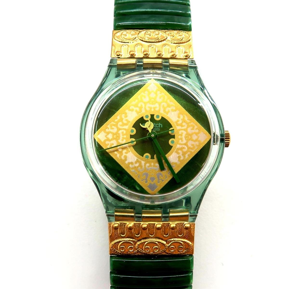 Swatch Flex Watch Jade GG171 Old Stock with Case Papers 1997 Gents