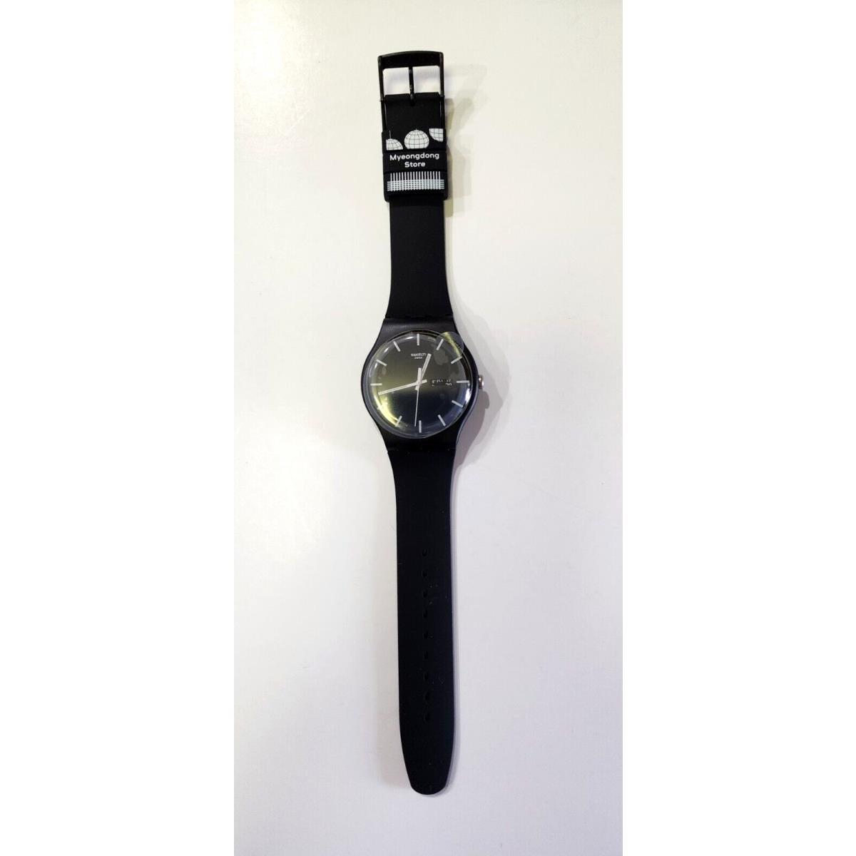 Swatch Mono Black 41mm Black Plastic Case with Black Silicone Band Men`s Watch