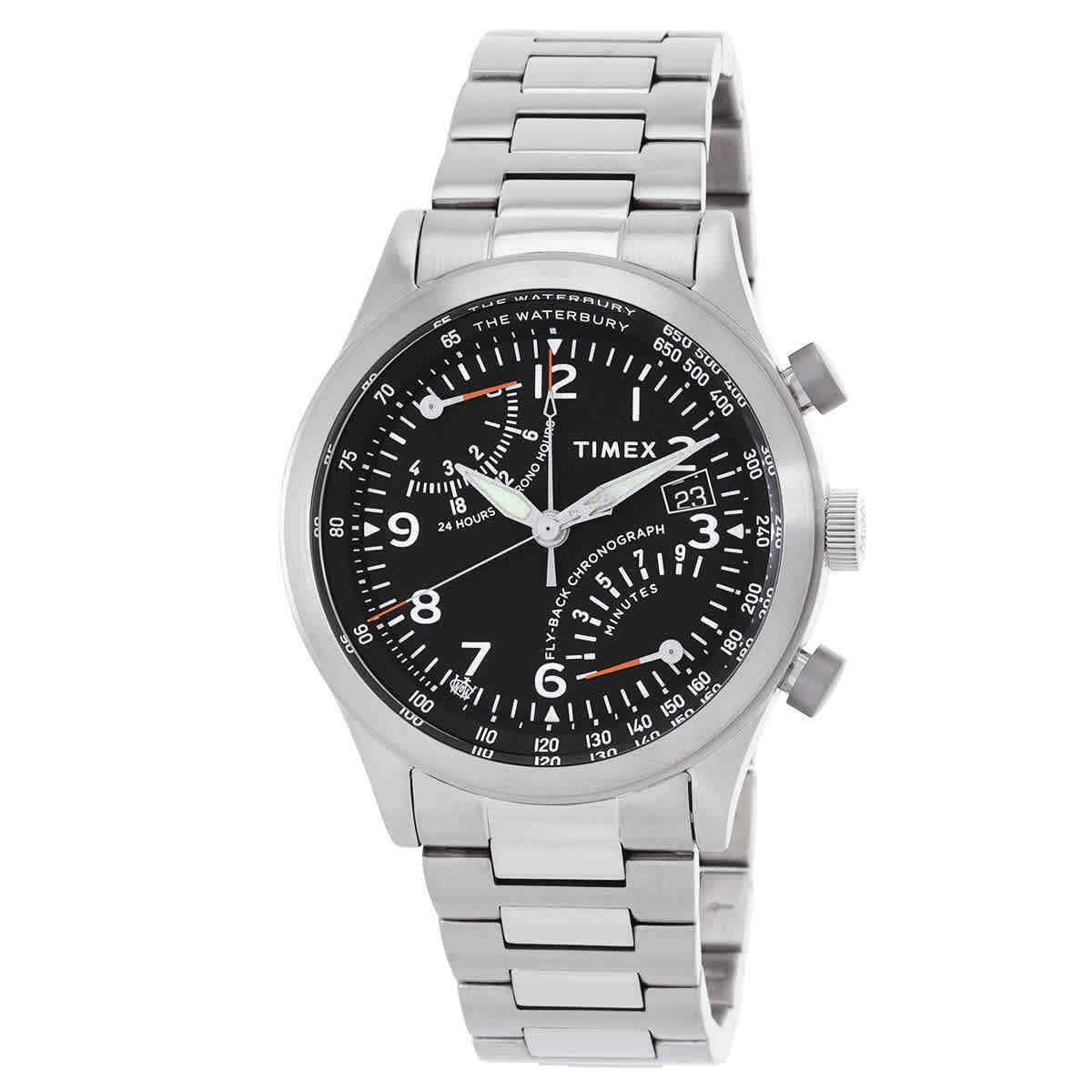 Timex Waterbury Chronograph Gmt Quartz Black Dial Men`s Watch TW2W47800