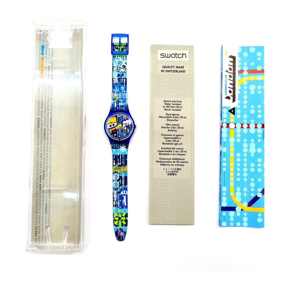 Swatch Watch London Club GS106 with Case London Map 1997 by Ian Anderson