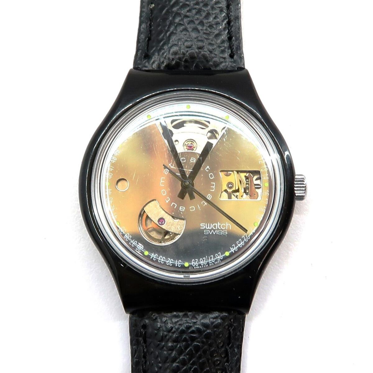 Swatch Automatic Watch Black Motion SAB100 with Case Papers 1991