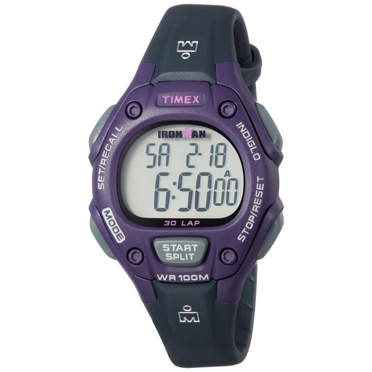 Timex Women`s TW5M16000 Ironman Classic 30 Mid-size Gray/purple Resin Strap