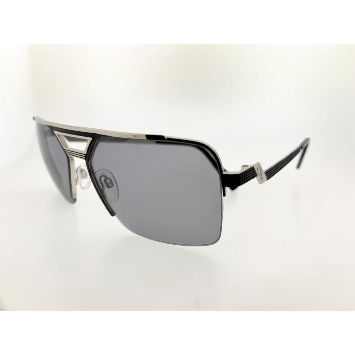 Cazal Sunglasses 9102 002 61MM Black Silver Half Rim Frame with Grey LE