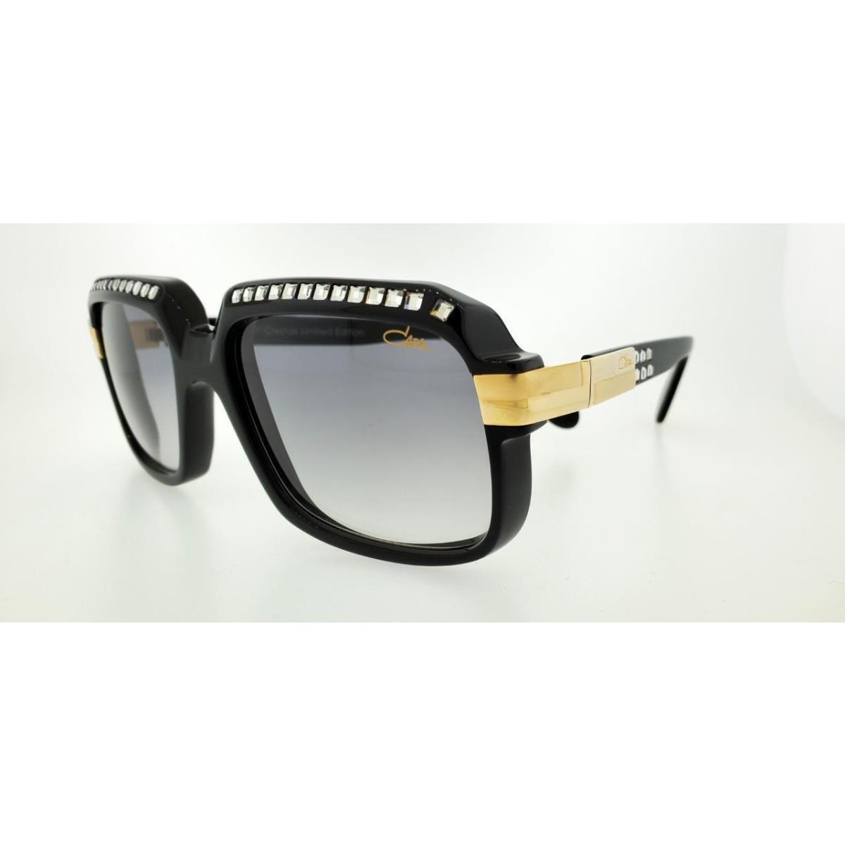 Cazal Sunglasses 607/3 501 56MM Gold Black Frm with Crystals Grey Gradient Lens