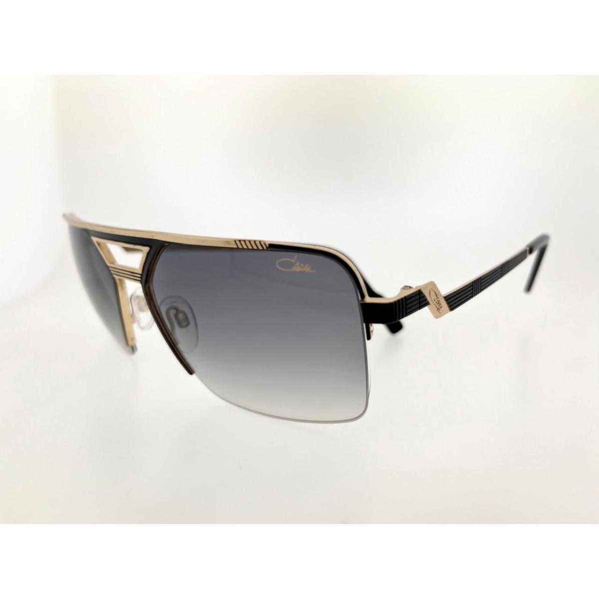 Cazal Sunglasses 9102 001 61MM Black Gold Half Rim Frame with Grey Gradient Lens