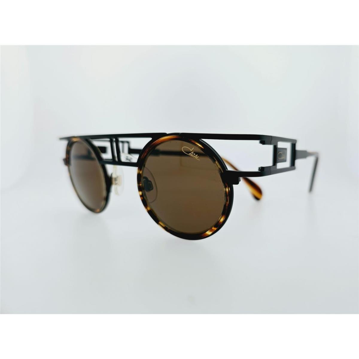 Cazal Sunglasses 668 002 43MM Round Matte Black Havana Frame with Brown Lenses