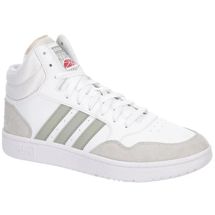 Adidas Hoops 3.0 Men`s Mid High Top Basketball Sneakers Shoes Trainers Size 13 - White/Gray/Grey