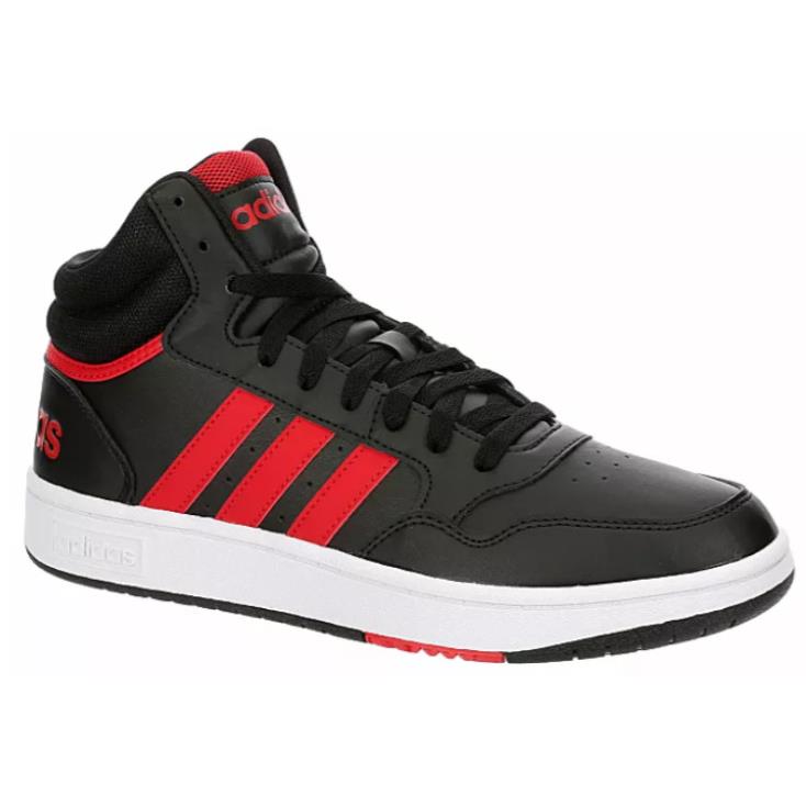 Adidas Hoops 3.0 Men`s Mid High Top Basketball Sneakers Shoes Trainers Size 12 - Black/Red