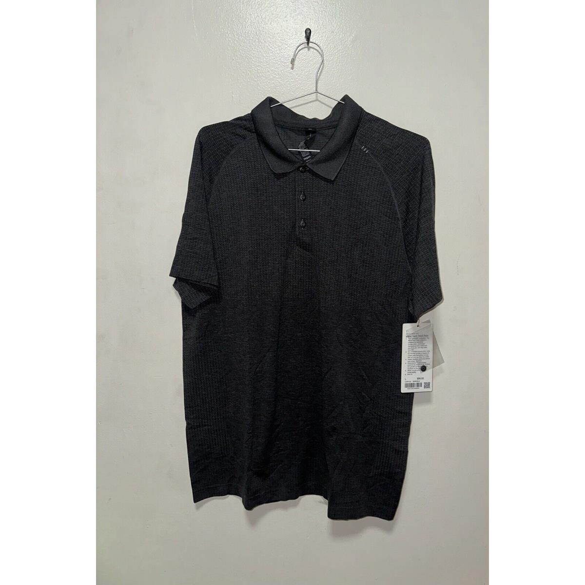 Lululemon Metal Vent Tech Polo Shirt Black Heather Men`s Large L