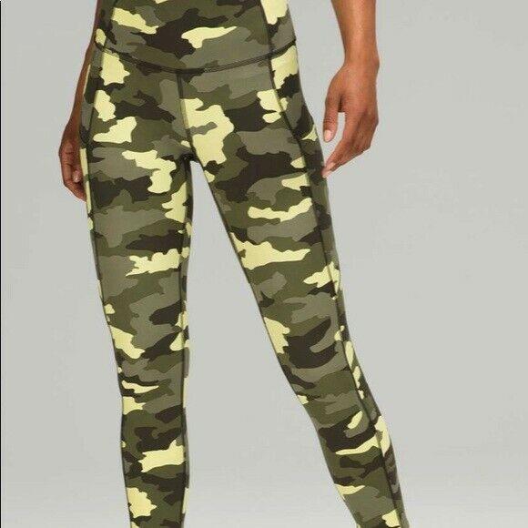 Lululemon Fast Free HR Tight 25 Hccg Camo Green Nulux Size 6