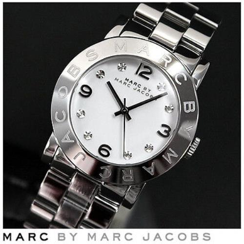 Marc Jacobs Amy Silver Tone Crystals Dial Bracelet WATCH-MBM3054