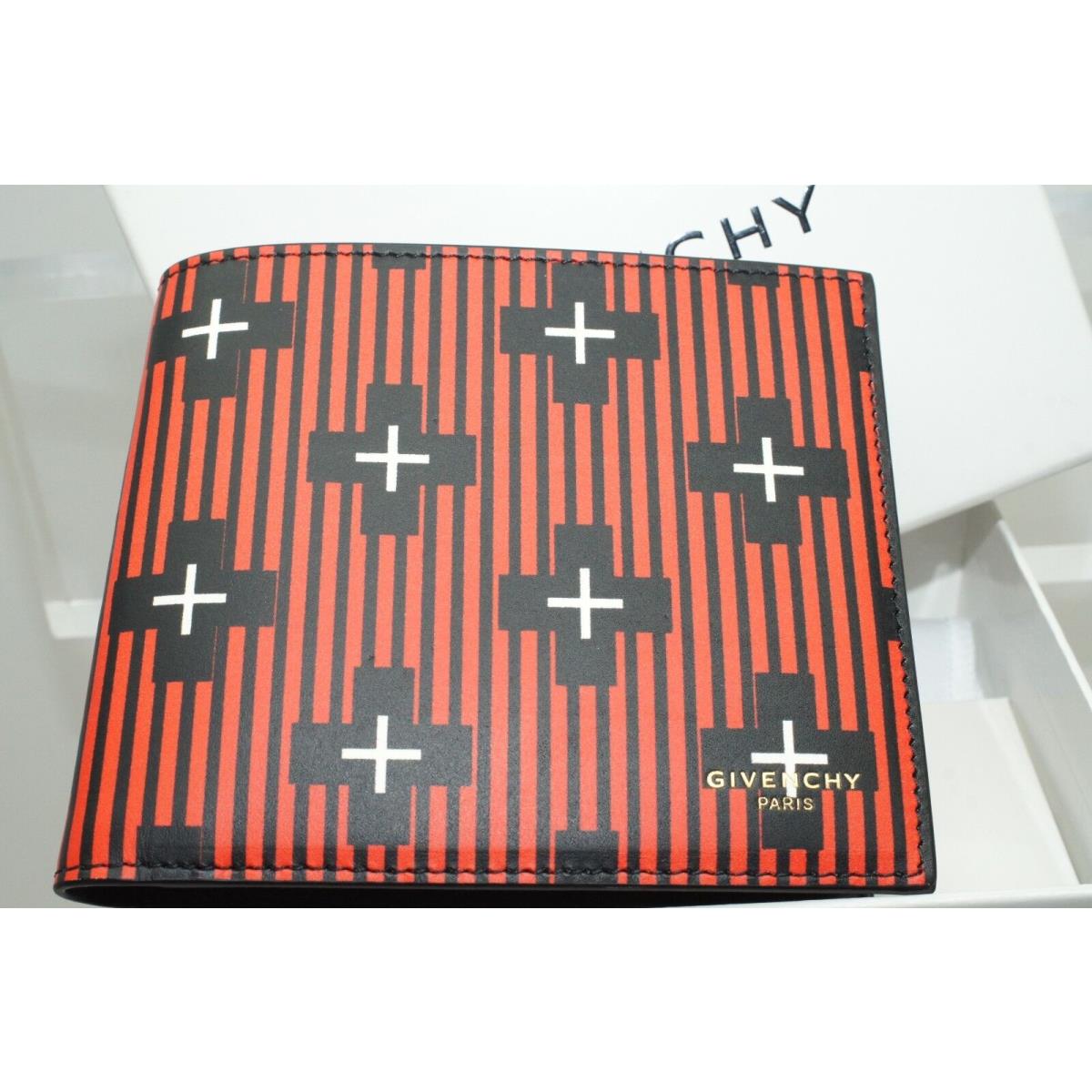 Givenchy Men`s Wallet Card Case Red Bi Folder Money