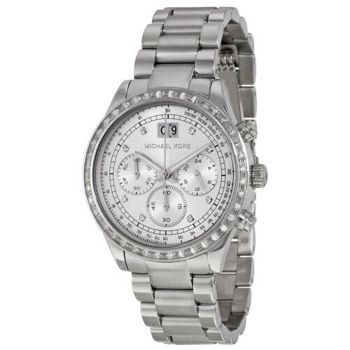 Michael Kors Brinkley Silver Dial SS Chronograph Quartz Ladies Watch MK6186