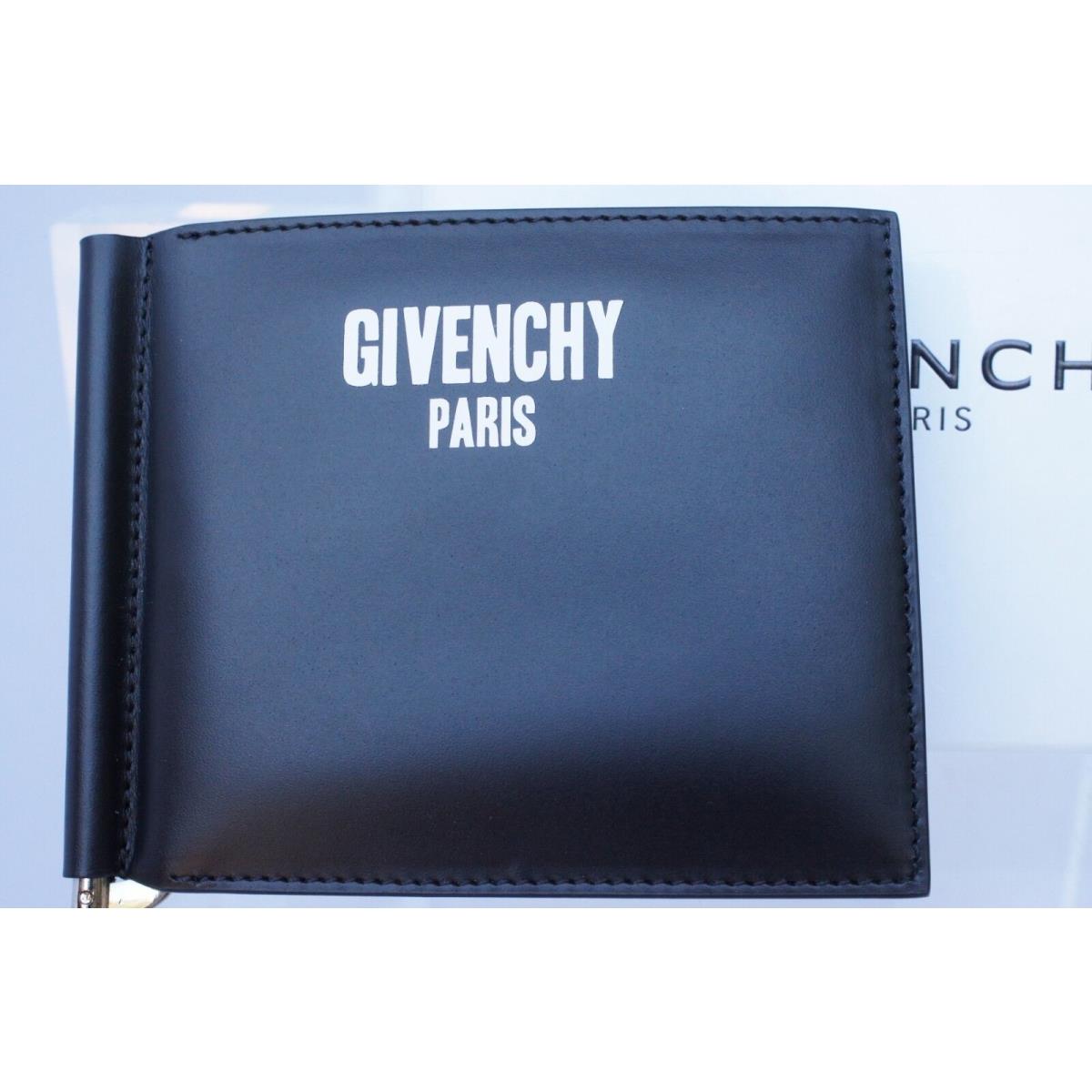 Givenchy Men`s Wallet Credit Card Holder Black Bi-fold Leather