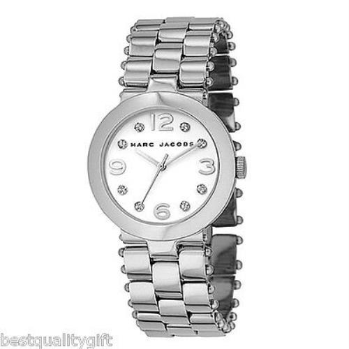 Marc Jacobs Silver Tone Bracelet with Crystals WATCH-MBM3026-NEW+BOX