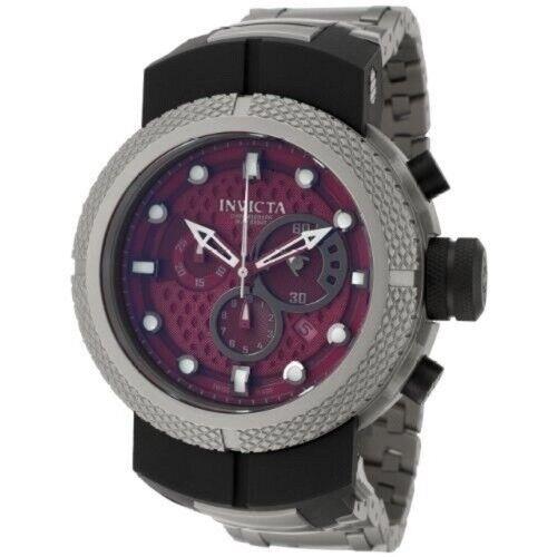 Invicta 0673 Coalition Forces Men`schronograph Burgundy Dial Titanium Watch - Burgundy