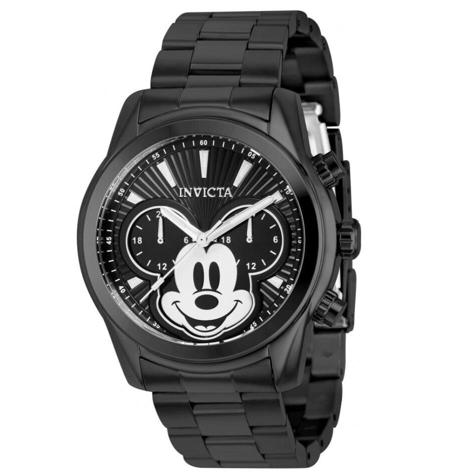 Invicta Disney Men`s 44mm Mickey Black Dual-time Limited Edition Watch 37819