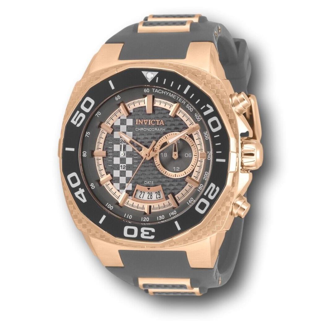 Invicta Speedway Men`s 51mm Rose Gold Carbon Fiber Dual Time Dial Watch 33192