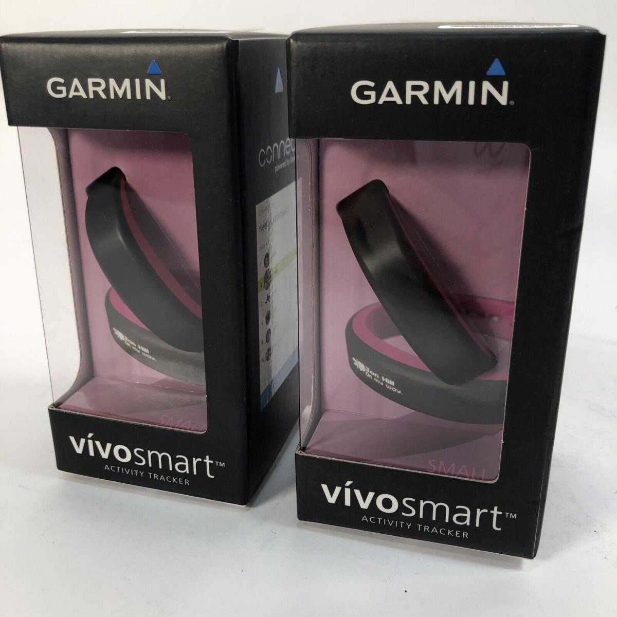 Lot of 2 - Garmin Vivosmart Activity Tracker Size Small - Black and Pink Band