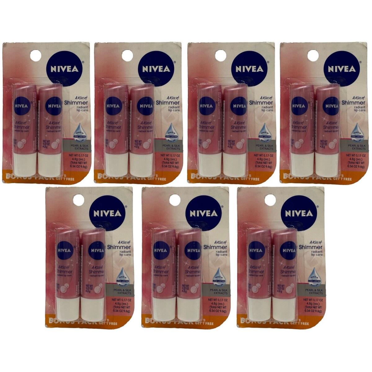 14 Nivea A Kiss Of Shimmer Radiant Lip Care Pearl Silk Tinted Germany Rare