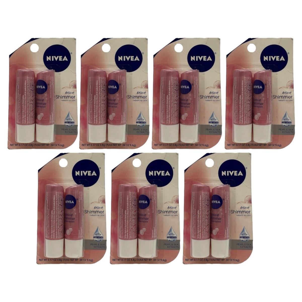 Lot of 14 Nivea A Kiss Of Shimmer Radiant Lip Care Pearl Silk Tinted Germany Htf