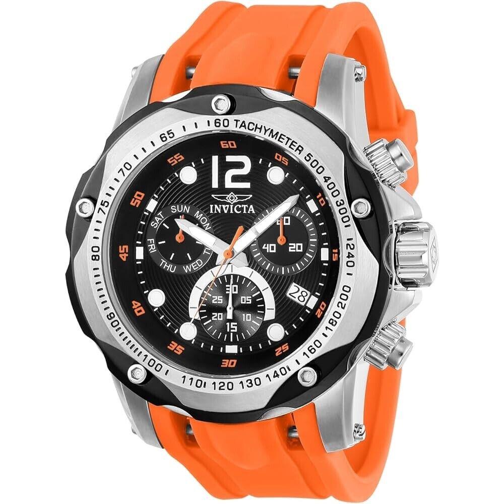 Invicta 20072 Speedway Mens 51mm Chronograph Black Dial Orange Strap Watch