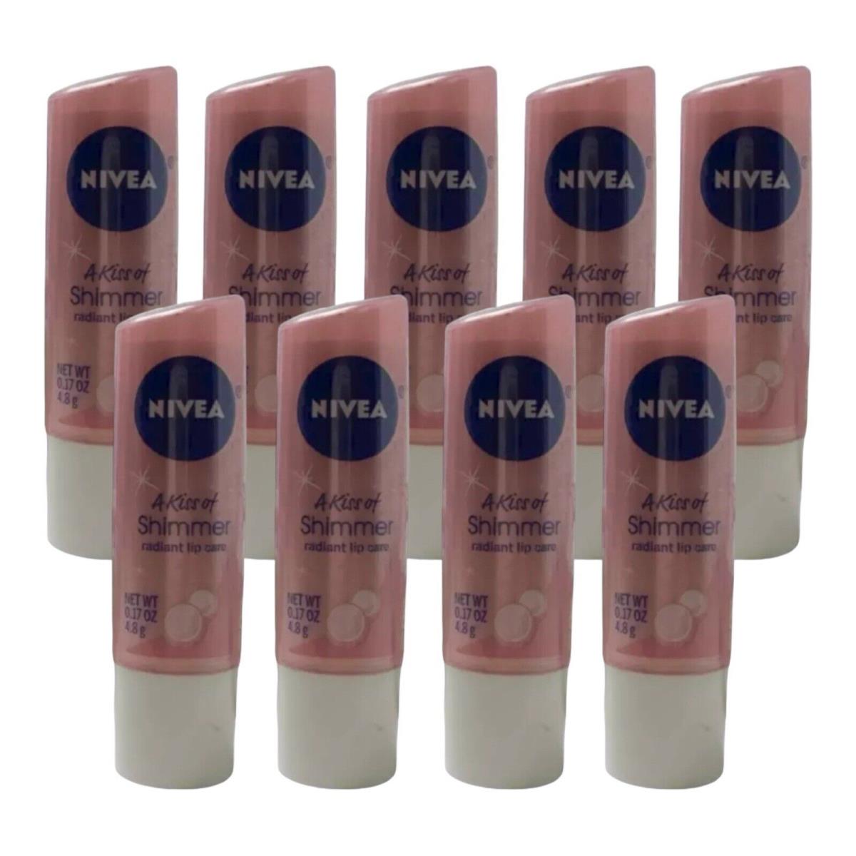 9 Pack Nivea A Kiss Of Shimmer Radiant Lip Care .17 oz Pearl Silk Tinted Germany