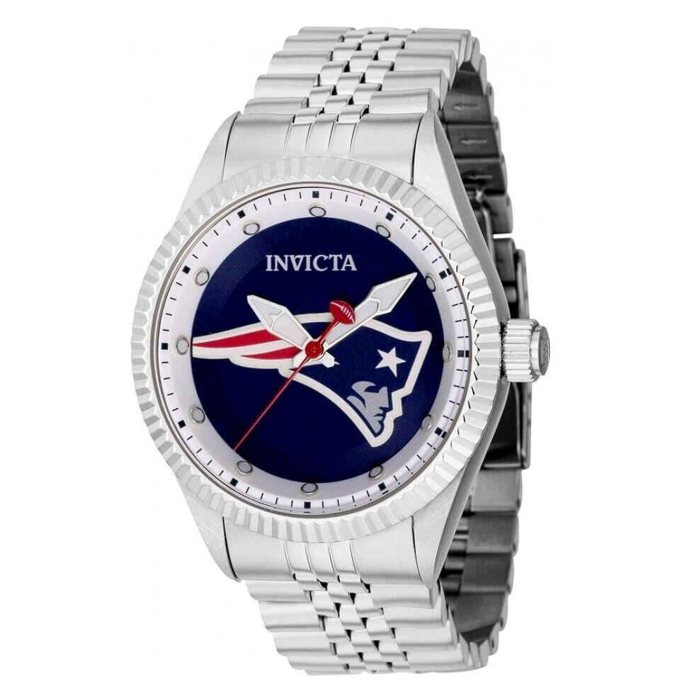 Invicta Nfl England Patriots Men`s 43mm Silver Stainless Quartz Watch 42410