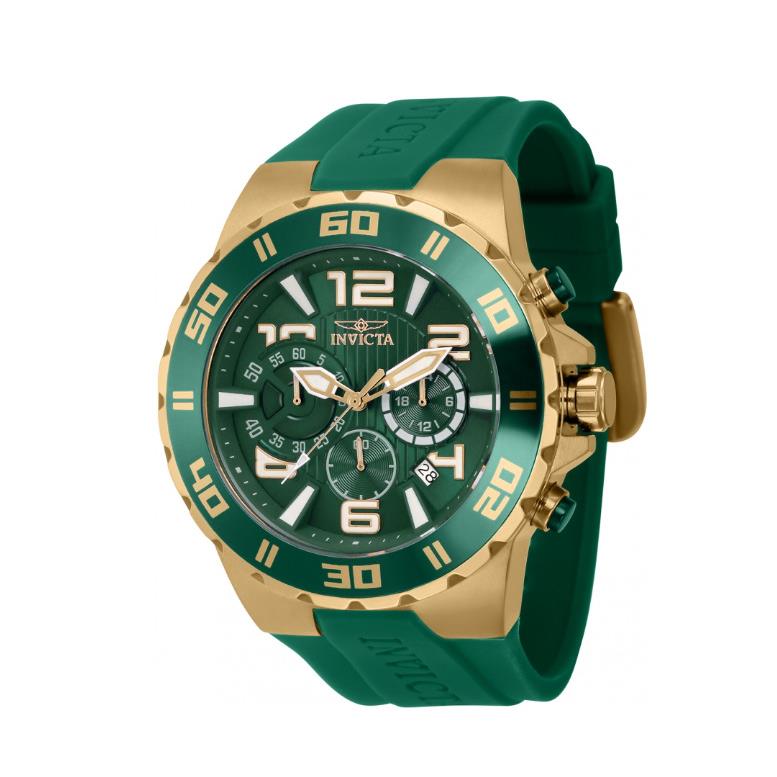 Invicta Pro Diver 37746 50mm Gold Stainless Steel Case with Green Silicone Strap