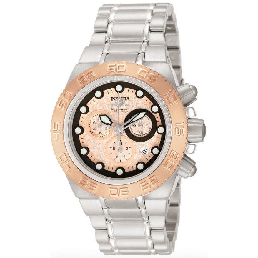 Invicta 10849 Mens Subaqua Chronograph Rose Gold Tone Dial Stainless Steel Watch