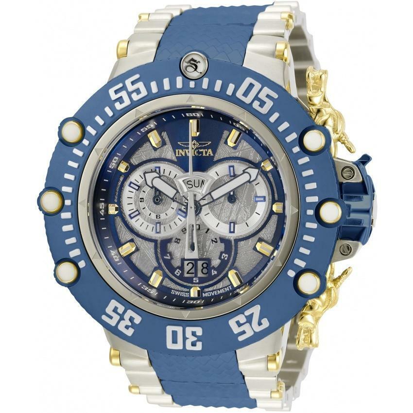 Invicta 32113 Men`s 52mm Blue/silver/gold Subaqua Noma Vii Meteorite Dial Watch - Dial: Blue, Band: Blue, Gold, Bezel: Blue, Gold