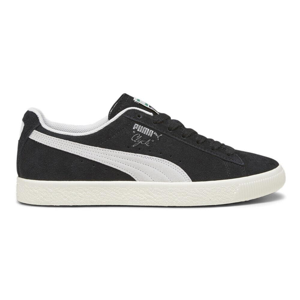 Puma Clyde Hairy Suede Lace Up Mens Black Sneakers Casual Shoes 39311502 - Black