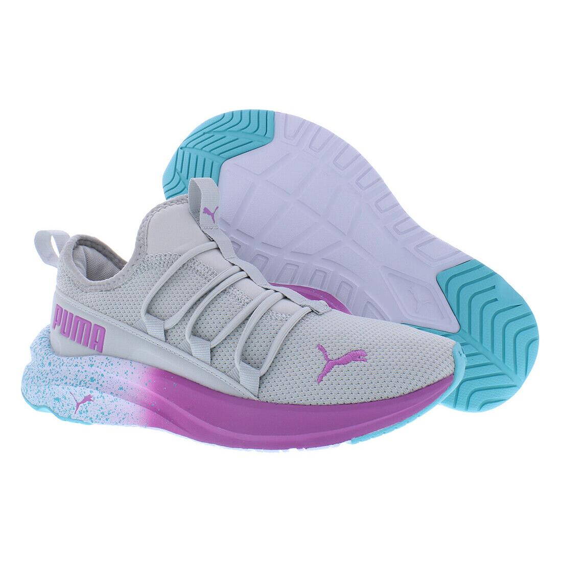 Puma Softride One4All Splatter Fade GS Girls Shoes - Grey/Purple, Main: Grey