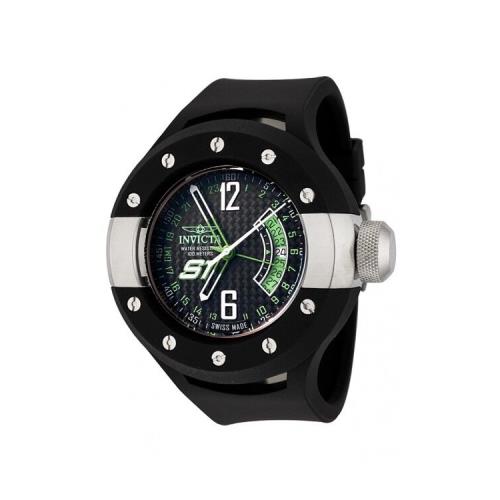 Swiss Made Invicta 6841 Rally S1 Collection Gmt Men`s Watch - Dial: Black, Band: Black, Bezel: Black