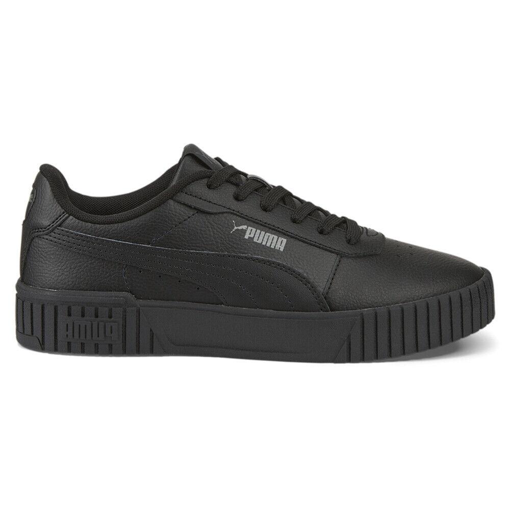 Puma Carina 2.0 Perforated Platform Womens Black Sneakers Casual Shoes 38584901 - Black