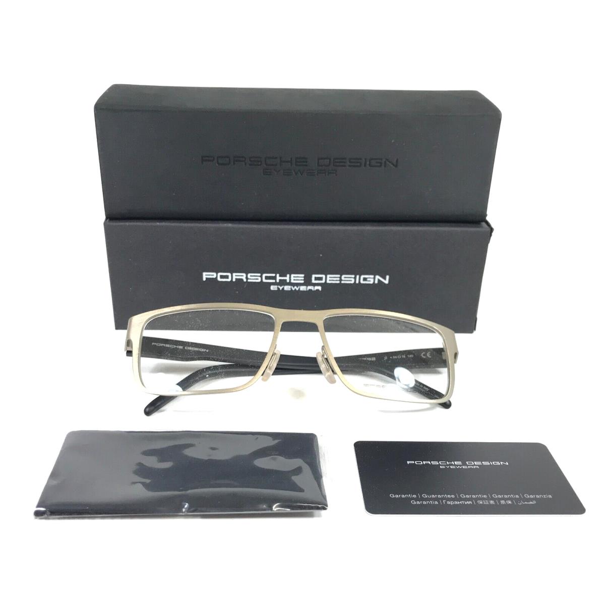 Porsche Design Eyeglasses Frames P8292 D Brushed Gold Black Square 54-18-140