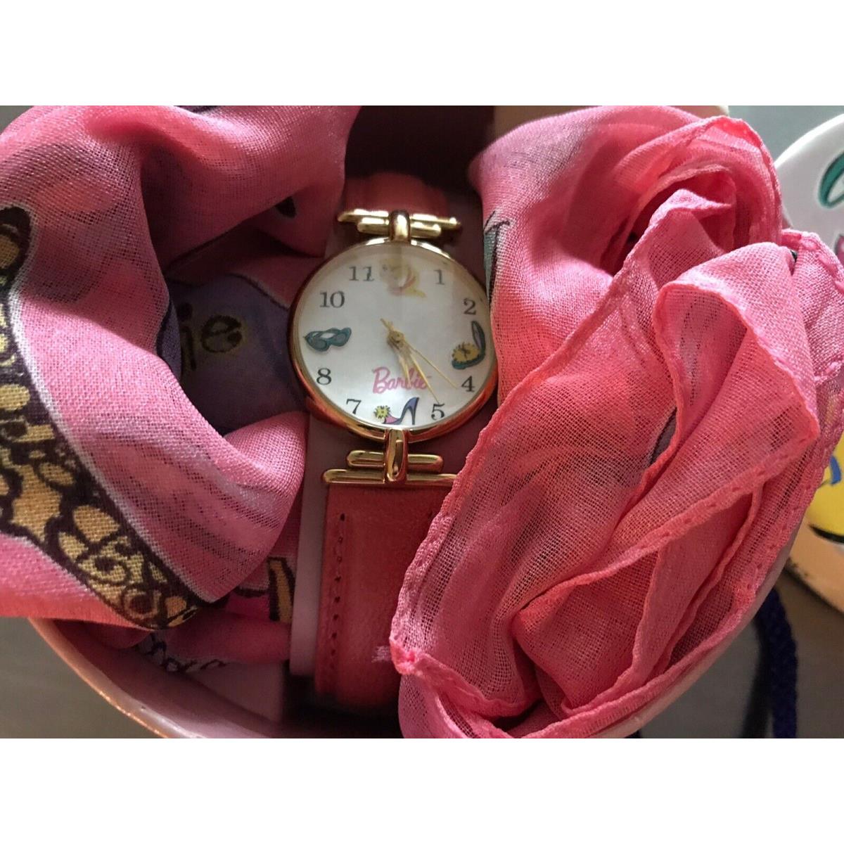 c1994 Mib Vtg Barbie Leather Fossil Watch Made in Japan W/scarf Made in Italy