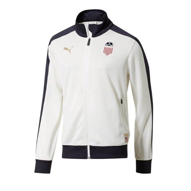 Puma Men s M Forever Football T7 Track Jacket Usa 94 World Cup White Navy Soccer