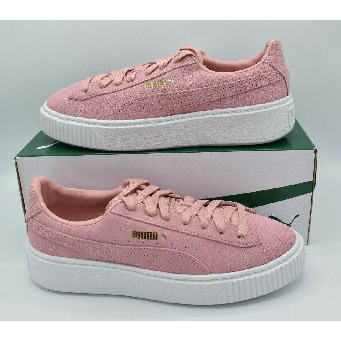 Puma Women Size 8.5 Suede Bridal Rose Pink Metallic Gold Platform Shoes Sneakers