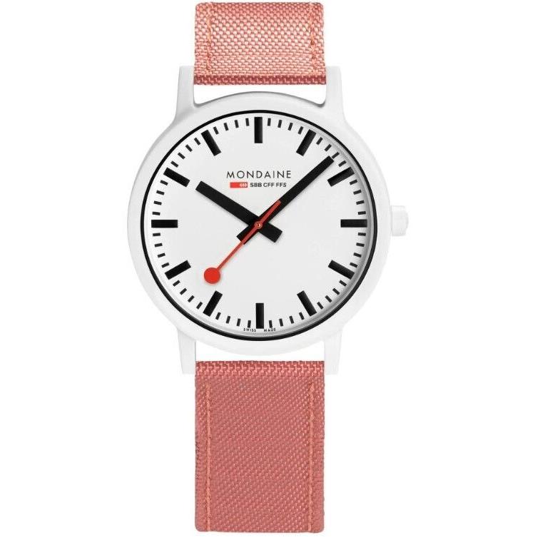 Mondaine Essence Pink Textile Strap White Dial Unisex Watch MS1.41111.LP