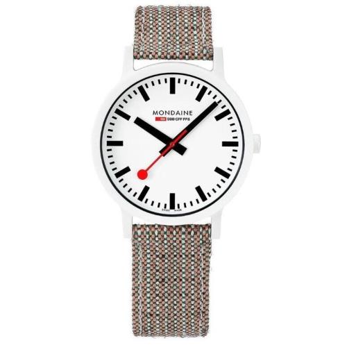 Mondaine Essence Beige Textile Strap White Dial Unisex Watch MS1.41110.LG