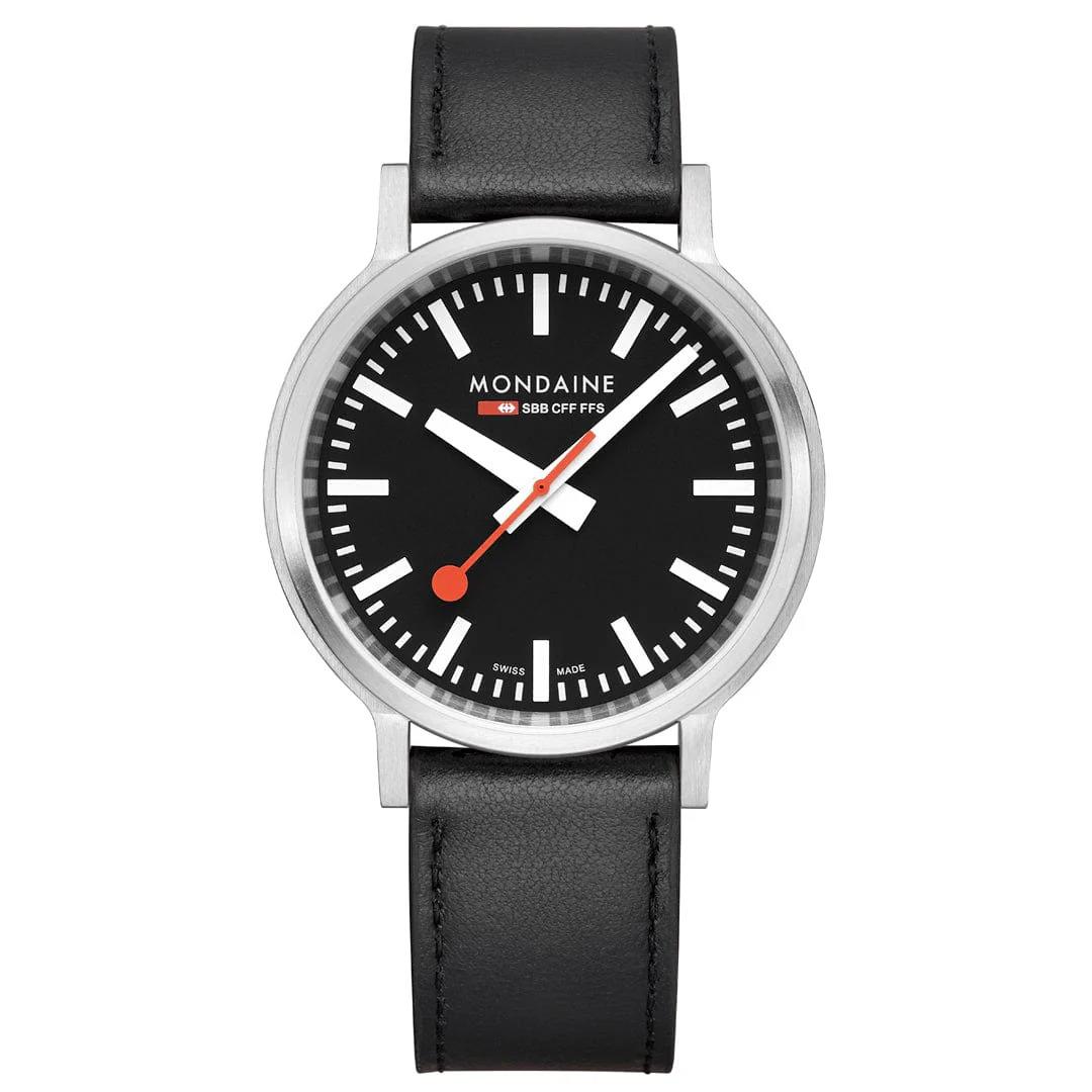Mondaine MST.41020.LBV.2SE STOP2GO 41 MM Black Leather Men`s Automatic Watch