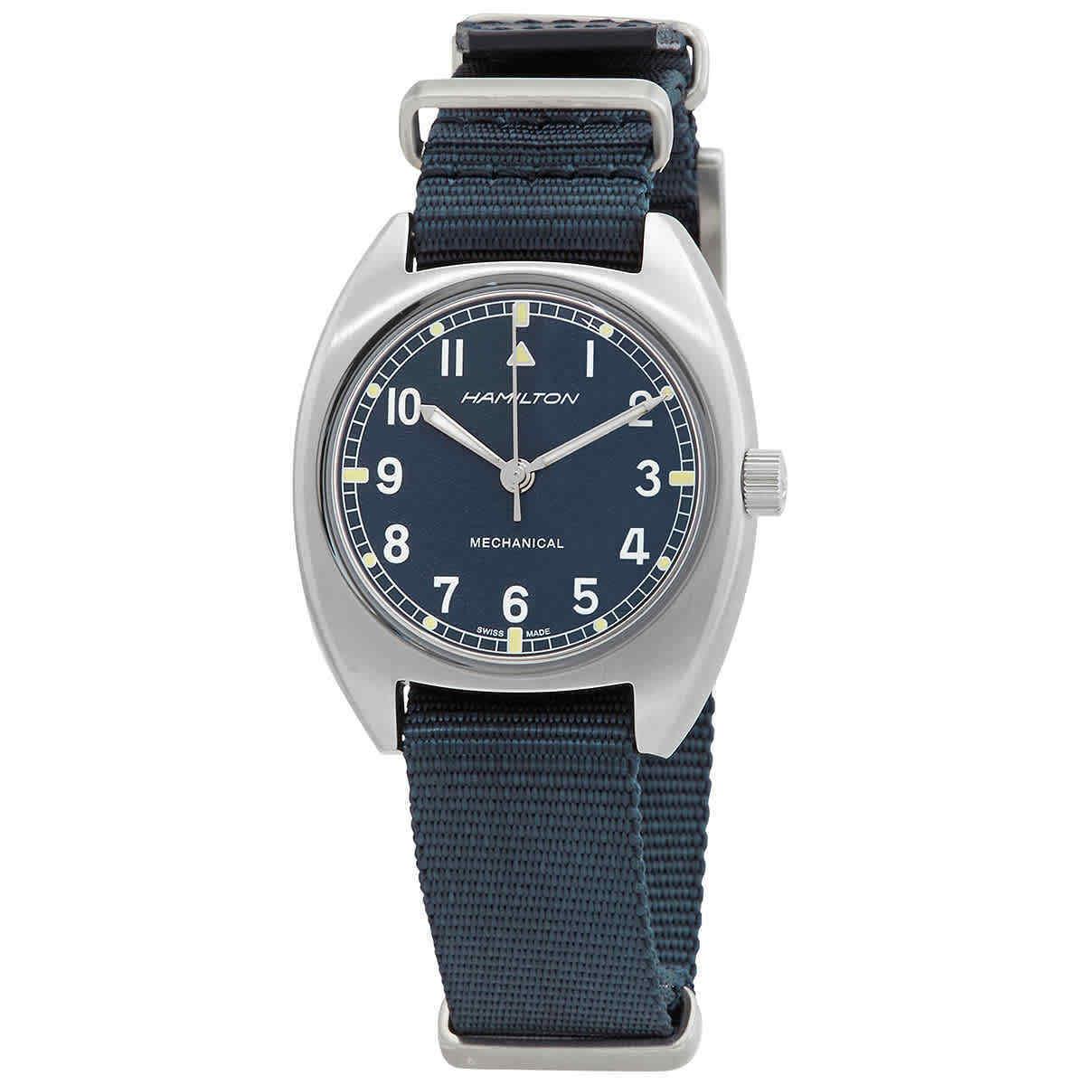 Hamilton Khaki Aviation Pilot Pioneer Hand Wind Blue Dial Men`s Watch H76419941